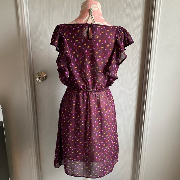 Sheer Purple Floral Dress - Picture 5 of 7